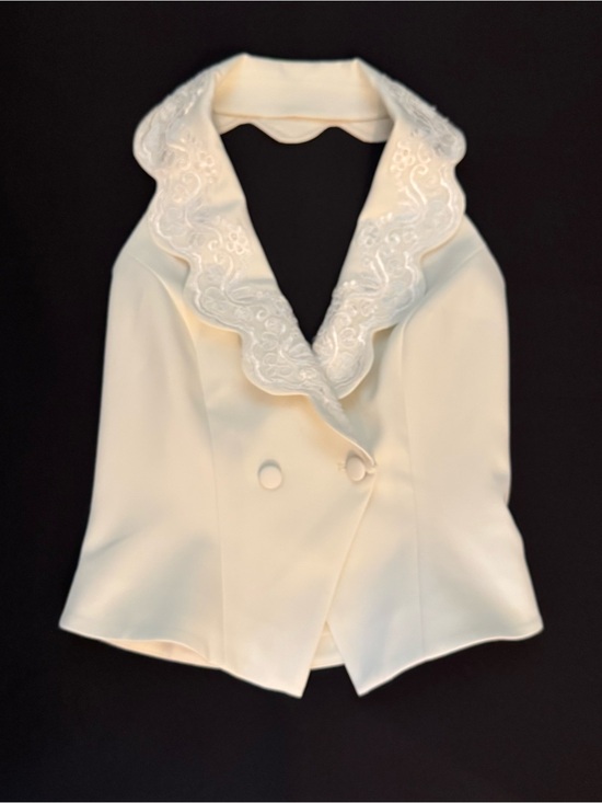 Reformation Tops - Reformation - Primrose Vest Ivory with Embroidered Scalloped Collar / 2